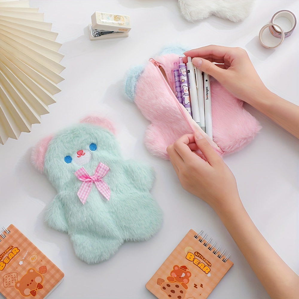 Kawaii Cartoon Plush Makeup Bag Cute Bear Storage Bag - Temu