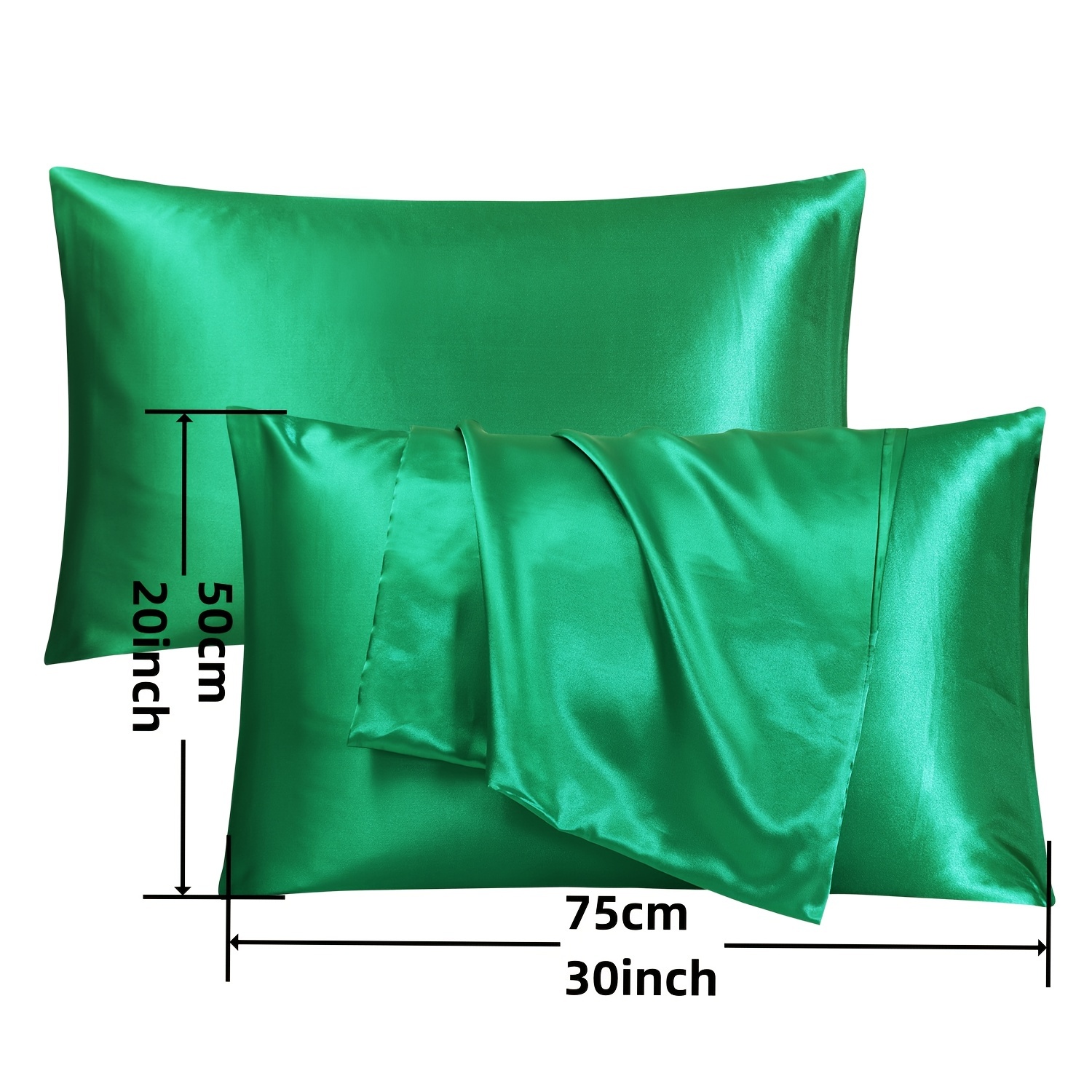 Funda de almohada de satén color Verde Cala 90x45cm - Sueños de Satén