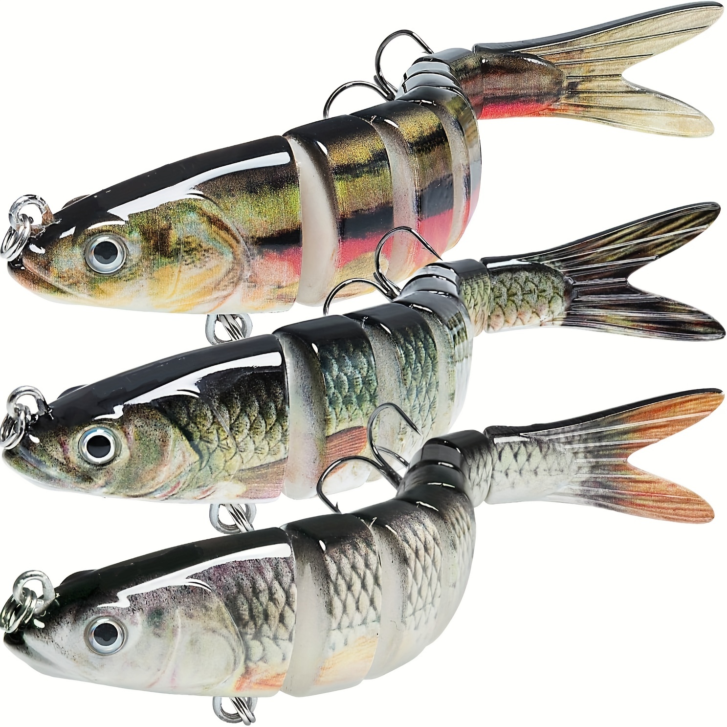 TRUSCEND Fishing Lures for Bass Trout Multi Jointed Swimbaits Slow Sinking Bionic Swimming Lures Bass Freshwater Saltwater Bass Lifelike Fishing Lures