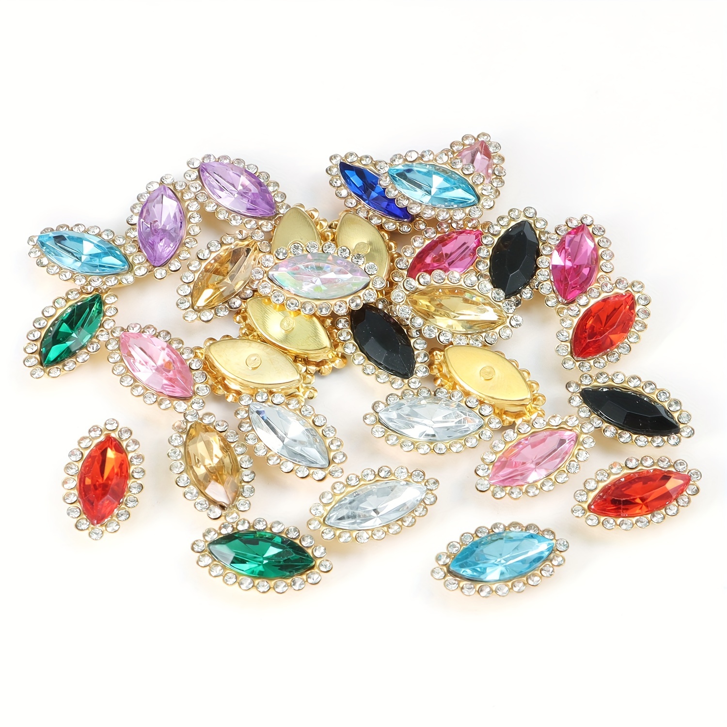 Triangle DIY Sewing Crystal Strass Glitter Gems Sew on Stones K5