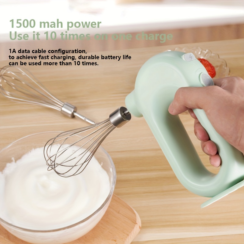 Cordless Hand Mixer Electric Handheld Mini Egg Beater 4 Speed Adjustable  Mini Hand Mixer Electric Mixer, USB Charing, 1500mAh(White)