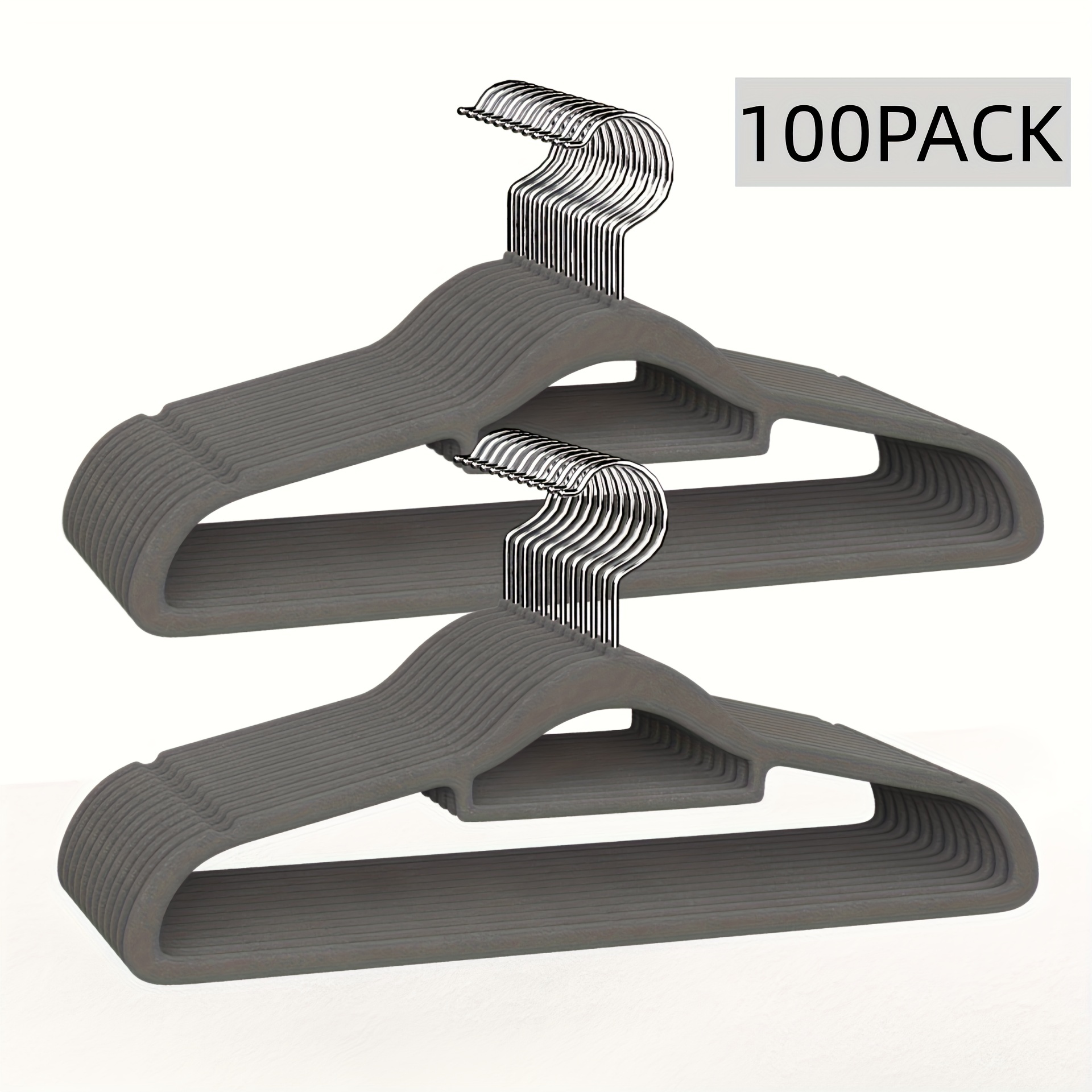 Plastic Hangers 100 Pack - White Plastic Hangers - Space Saving