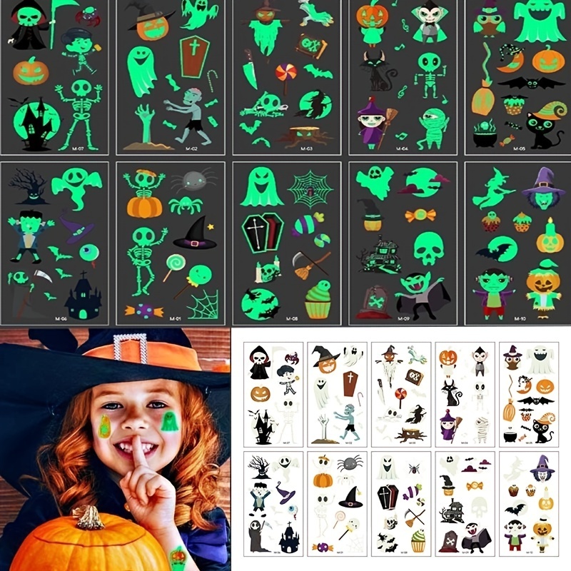 Halloween Makeup Luminous Grim Reaper Tattoo Stickers