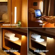 motion sensor closet light with magnetic strip led usb operated under cabinet light stick on anywhere night light bar for wardrobe cupboard kitchen hallway and stairs details 5