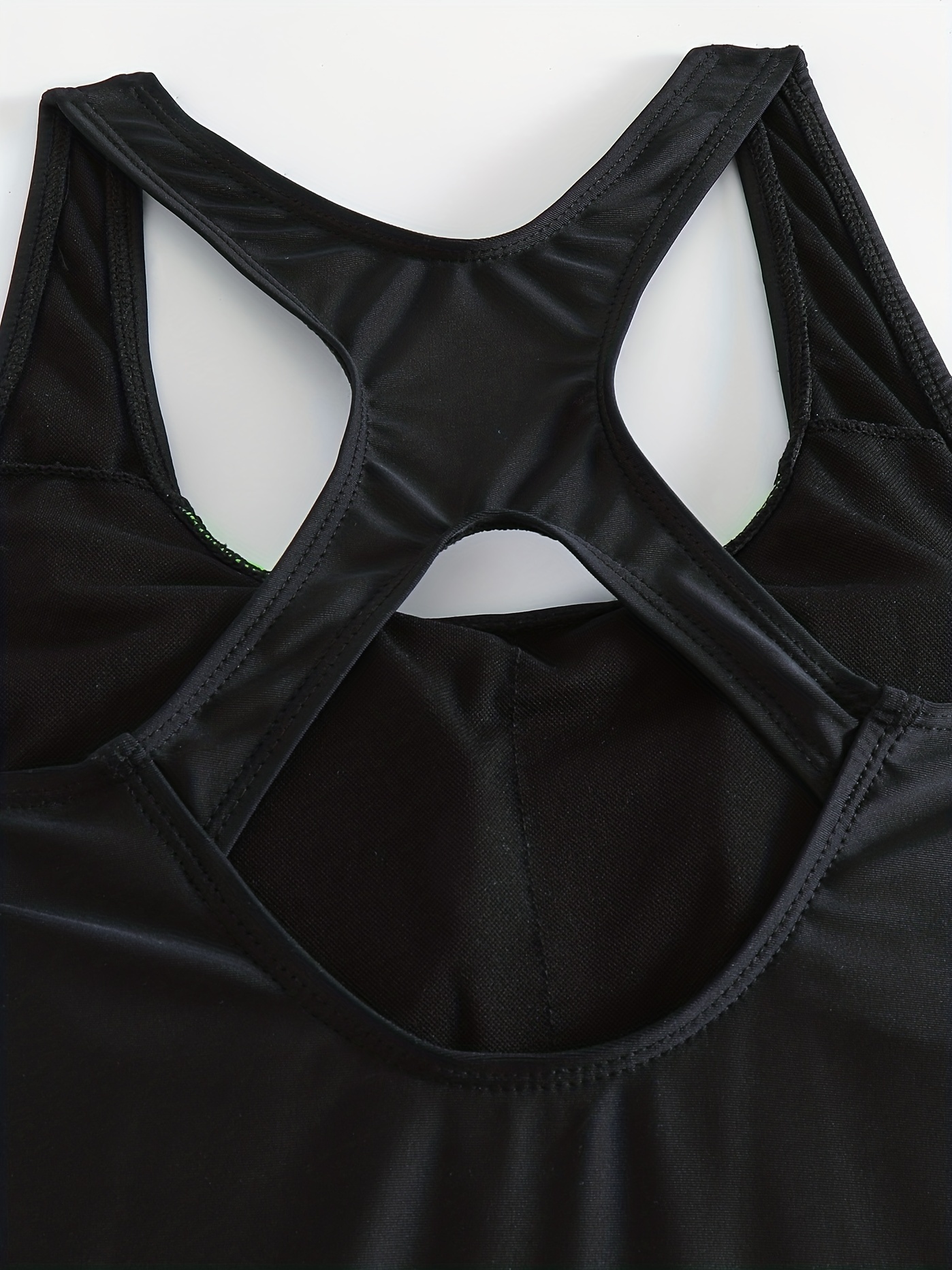 Actionback Stripes Color Block Swimsuit Black Neon - Temu