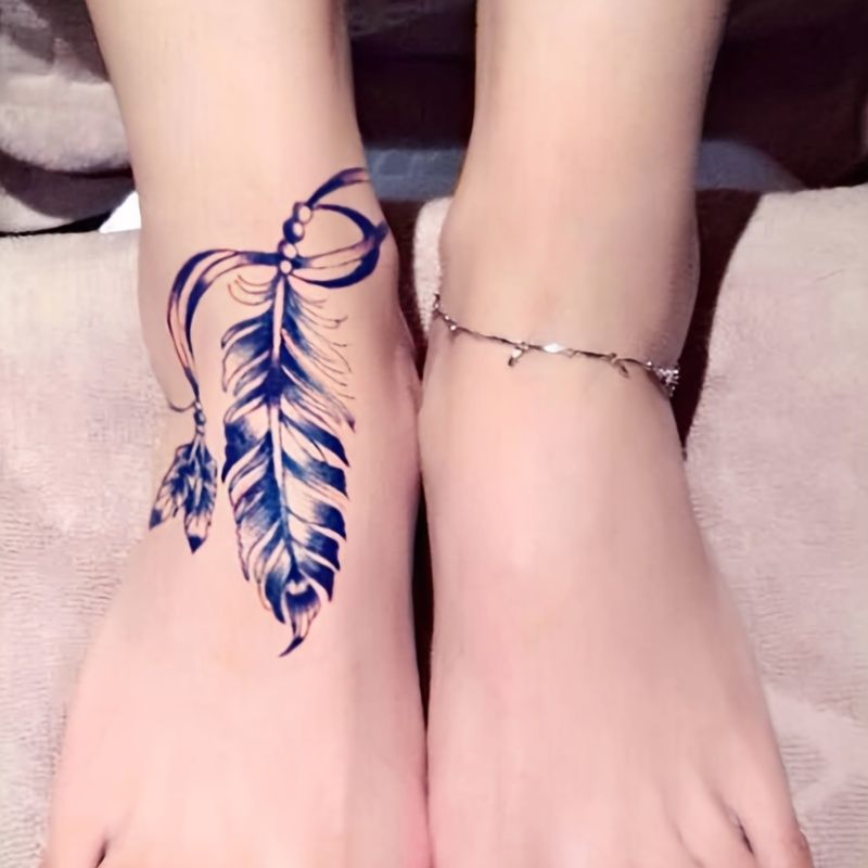 Small Feather Temporary Tattoo Sticker Fake Peacock Tattoos For Women Girls  | Check Out Today's Deals Now | Temu