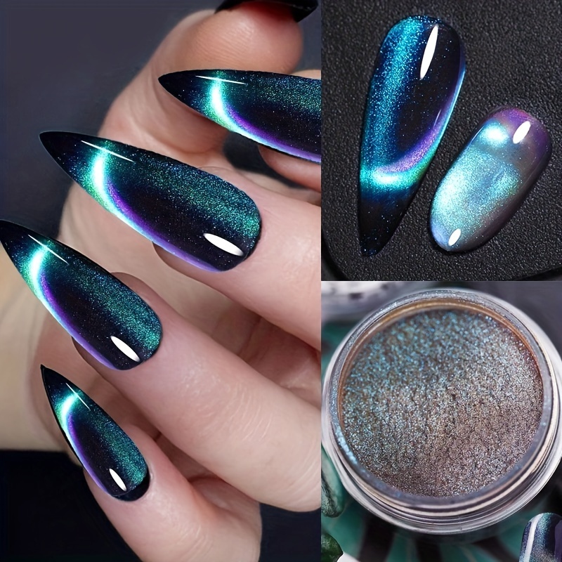 3d Chameleon Magnetic Powder Glitter Dust Cat Eye Nail Art - Temu Israel