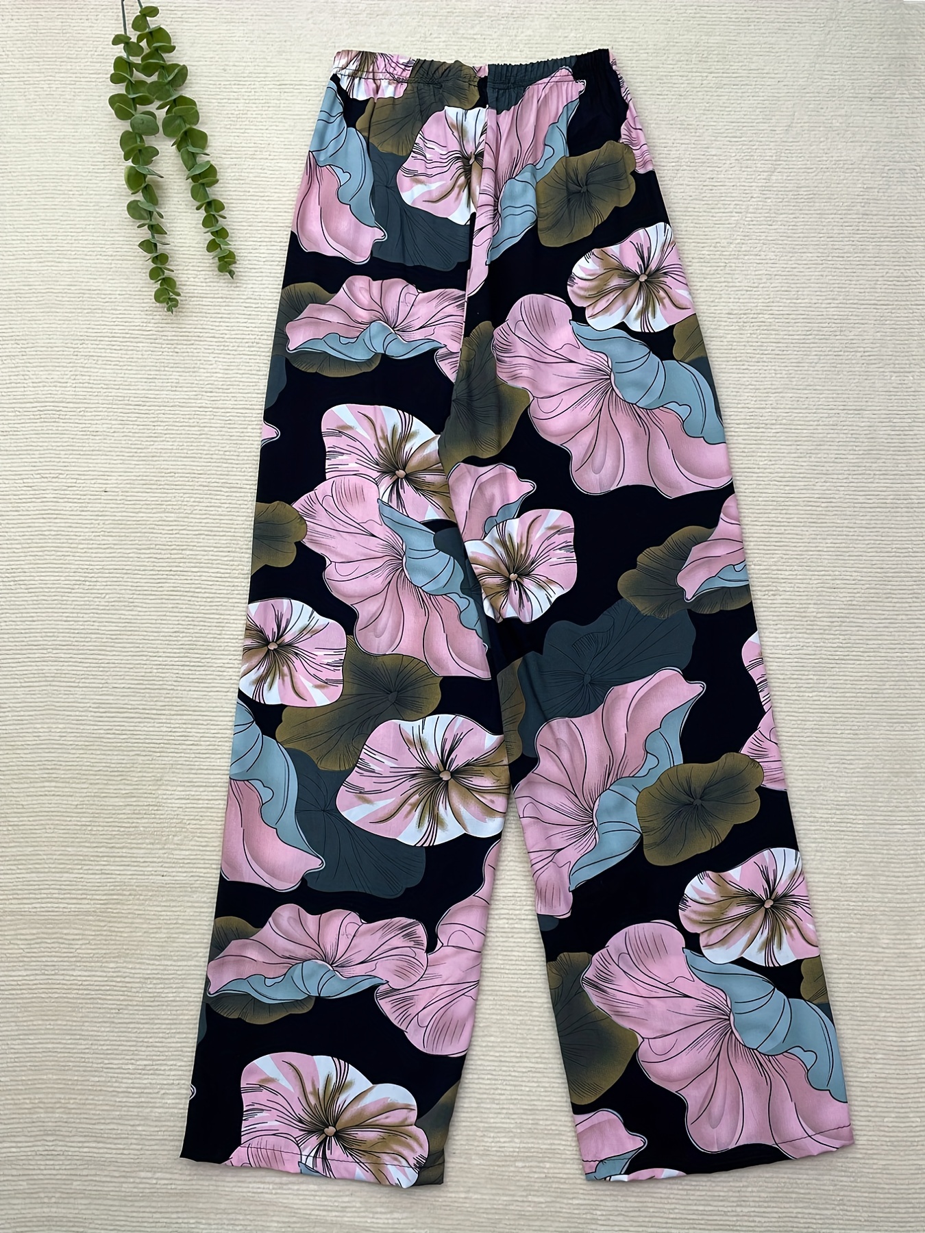 Floral Print Wide Leg Pants Casual Loose Pants Spring Summer - Temu