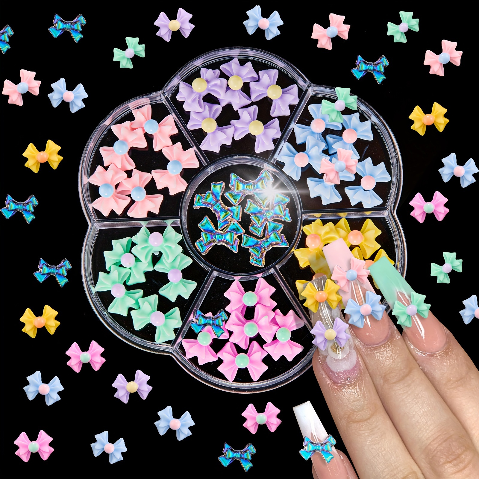 3d Colorful Butterfly Nail Charms Bow Knot Resin Nail Jewels - Temu