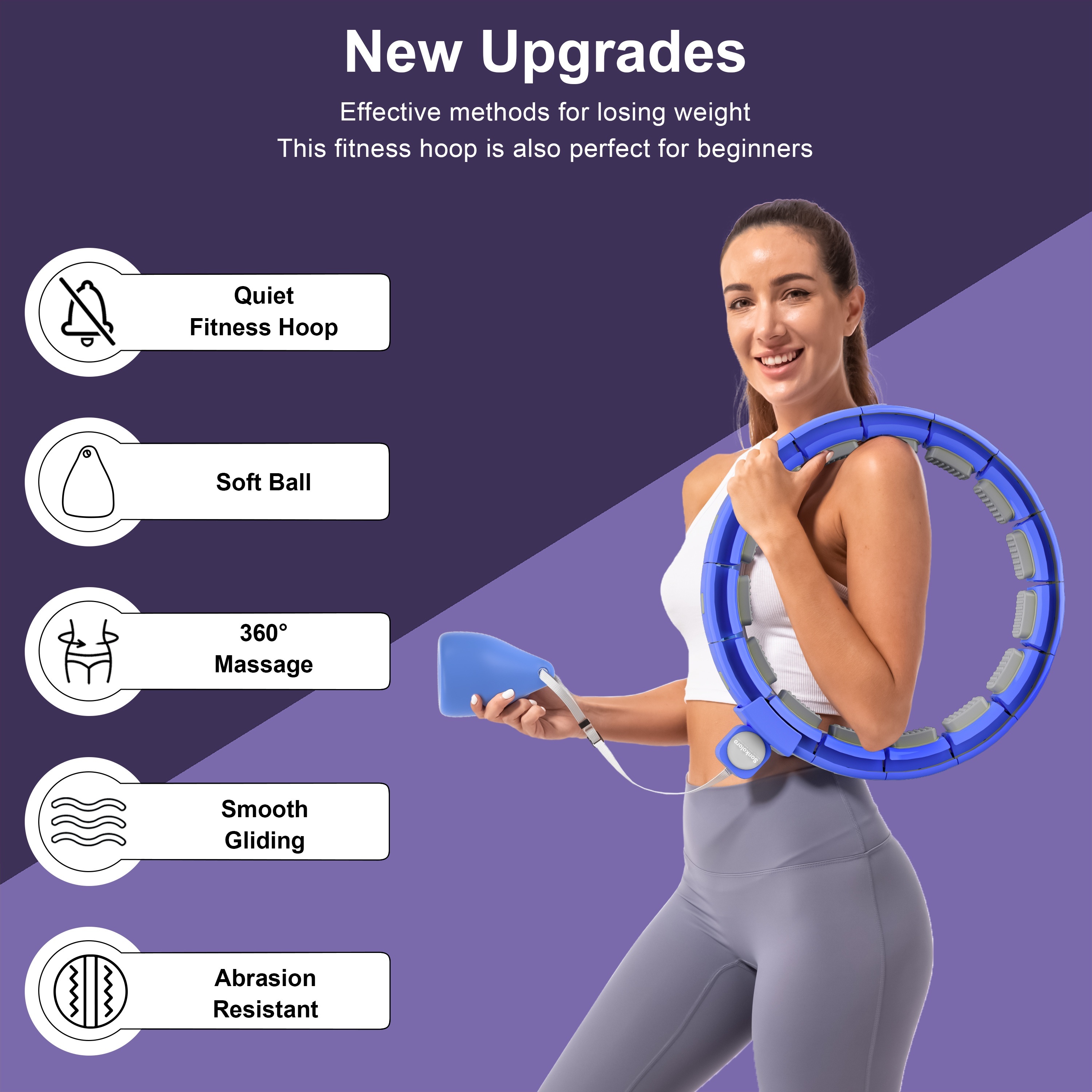Smart Weighted Fitness Ring Hoops For Adults, Quiet Infinity Hoop With  Ball, Fitness Hoop Plus Size 128cm/50.39in, Silent Fitness Hoop With 18  Adjusta