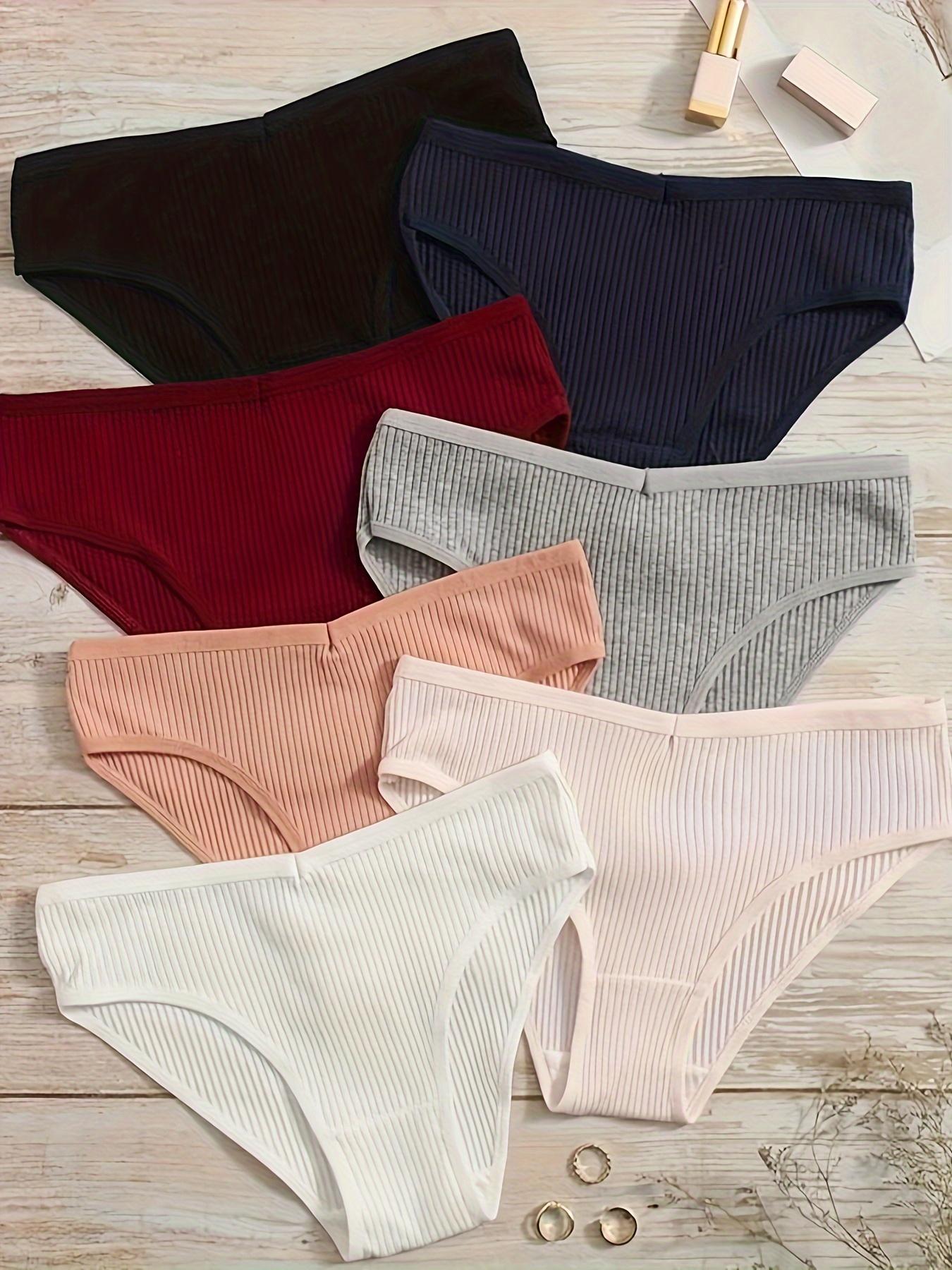 Solid Ribbed Briefs Comfy Breathable Stretchy Intimates - Temu