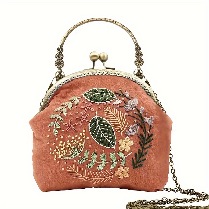 Diy Golden Edge Embroidery Bag Kit Portable Embroidery Bag - Temu