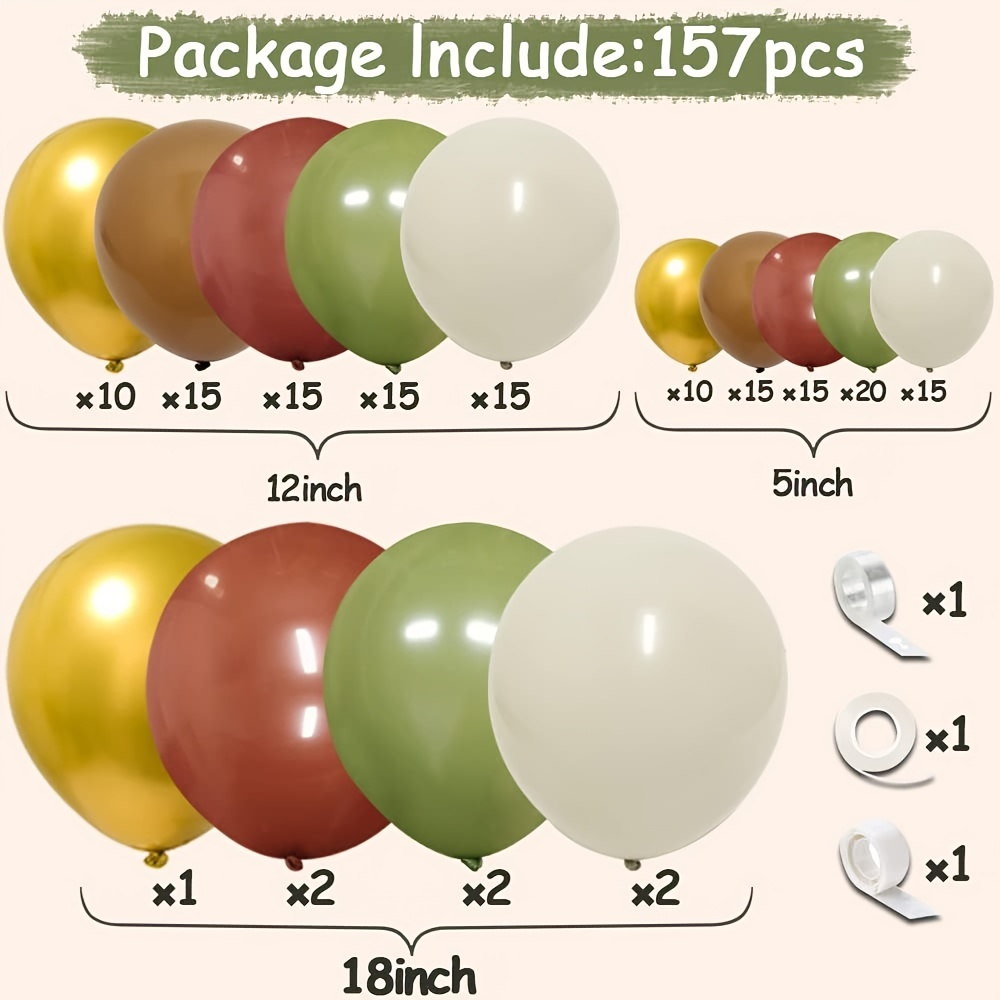 Olive Green Avocado Green Gold White Latex Balloons Green - Temu