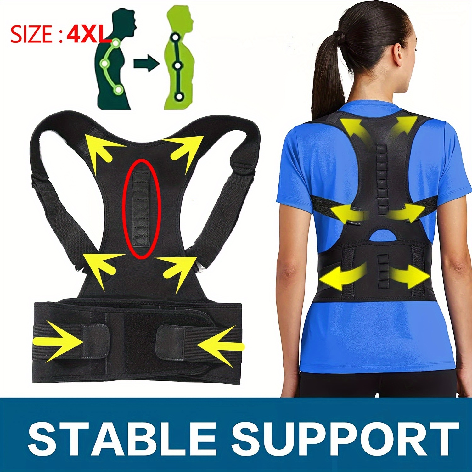 Women S-XL Sport Top Back Brace Support Belt Orthopedic Back