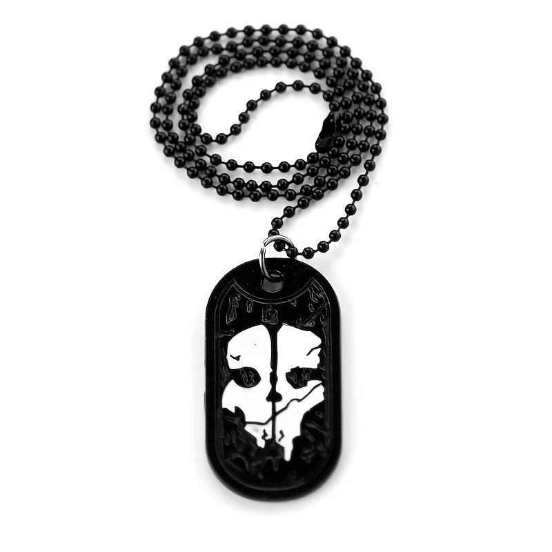 1pc Stainless Steel Chief Skull Square Pendant, Military Dog Tag Necklace, Fashion Amulet Christmas Jewelry, Jewels for Men and Women,Temu