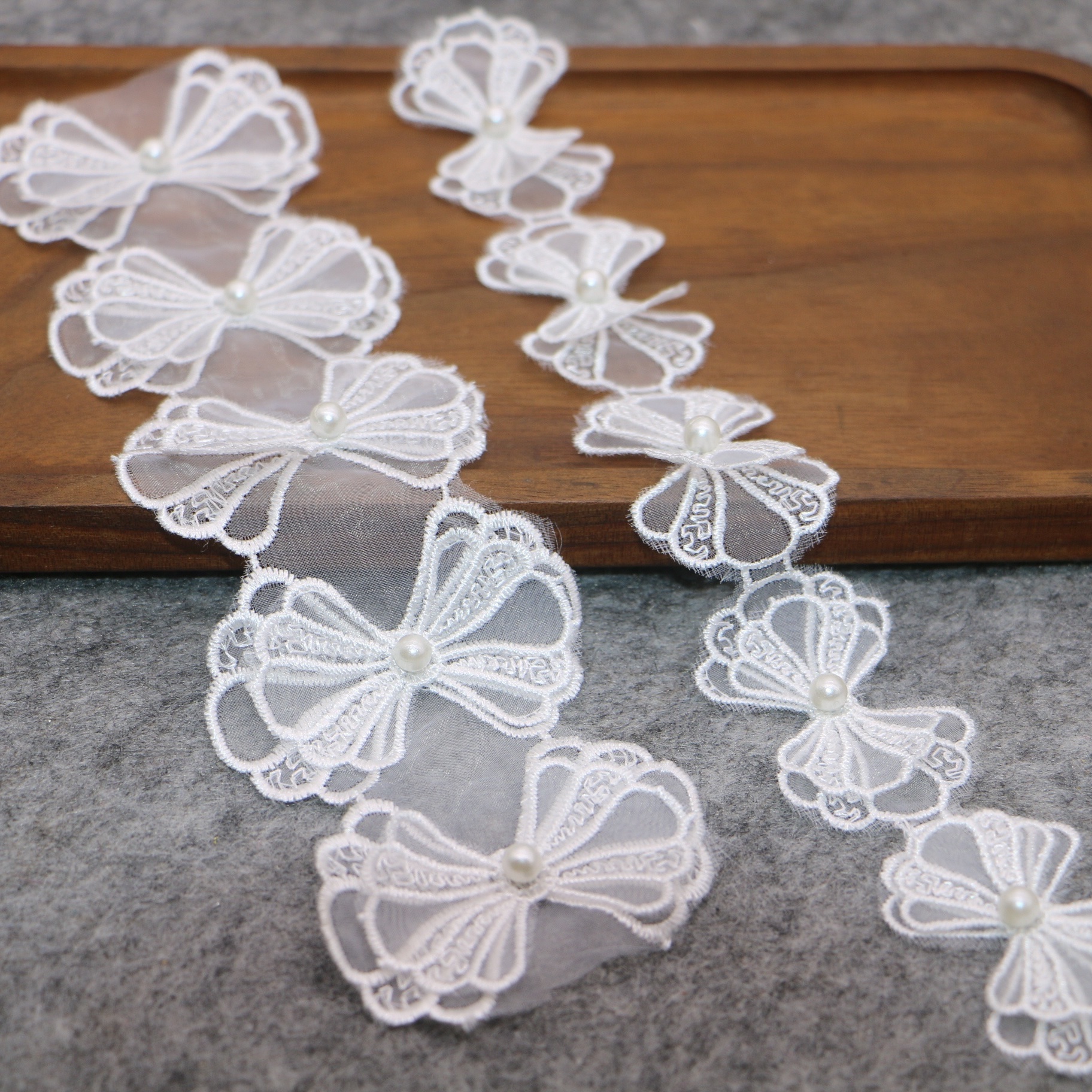 1 Yard/ White 3d Chiffon Rose Lace Fabric Flower Pearl - Temu