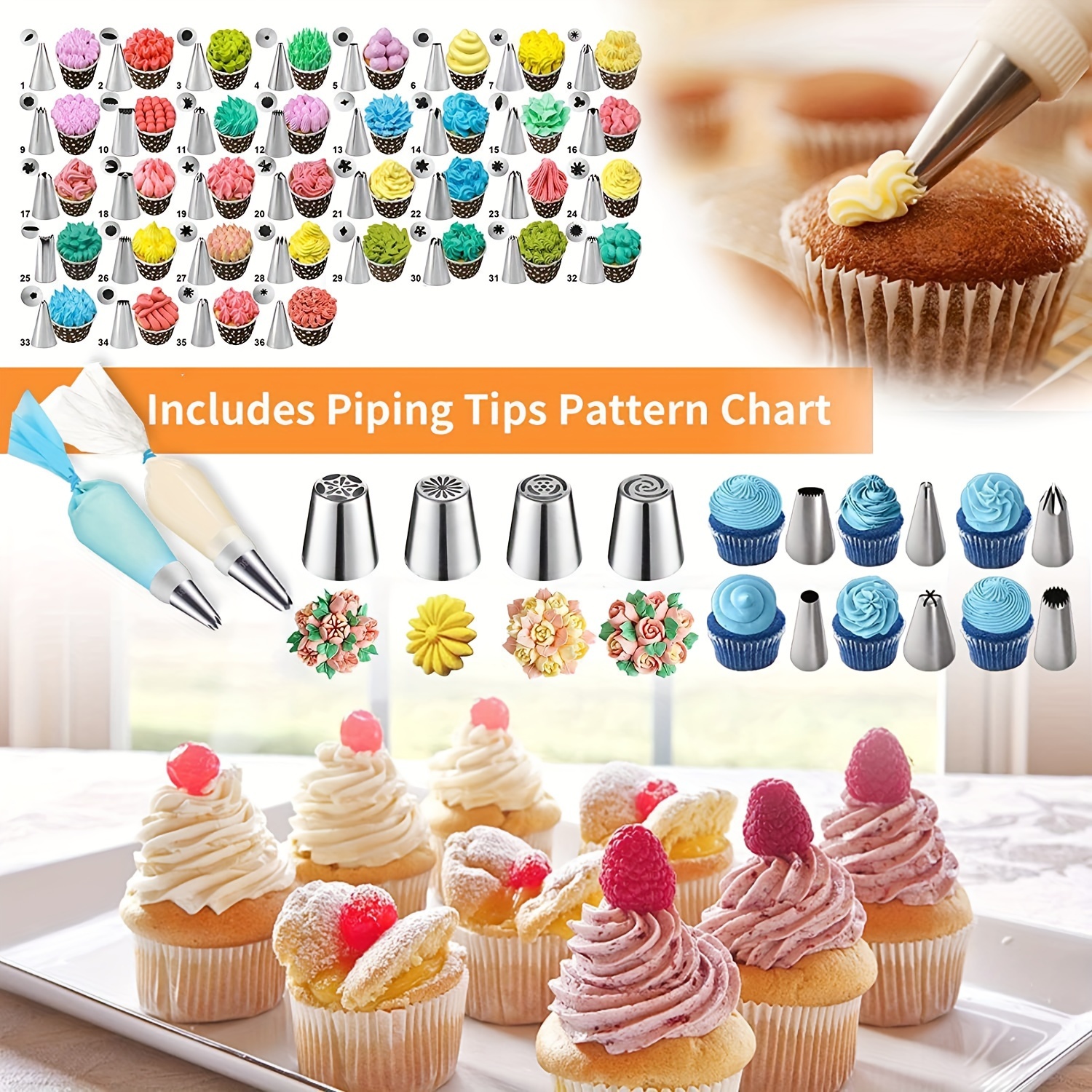 236pcs cake decoration tool kit include storage box piping bags stainless steel piping nozzles and couplers scraper and other accessories suitable for cake lovers and beginners cake diy supplies baking tool details 2