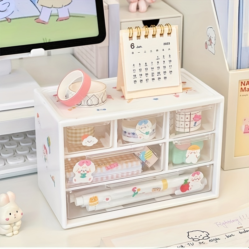 Storage Box Cute Desktop Drawer Organizer Box Student Desk - Temu