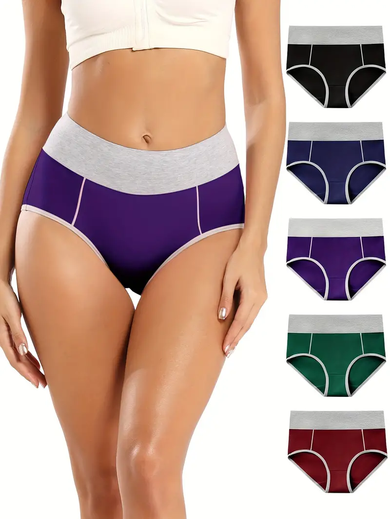 Women's Underwear Cotton Stretch Briefs High Waist Ladies Colourful Panties  4 Pack (Regular & Plus Size) 
