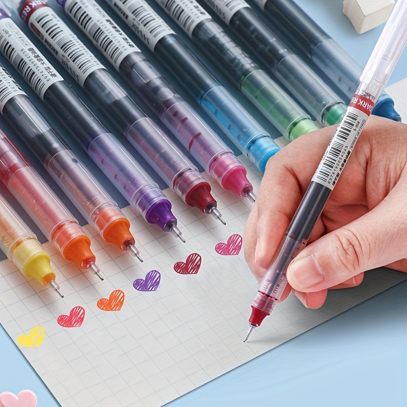 12 Colors Straight liquid Gel Pen Quick Drying Colorful Pens 0.5mm  Rollerball Pens School office