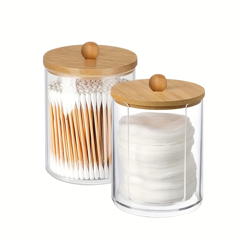 3-Pack Black Glass Bathroom Organizers - Q-tip, Cotton Ball & Swab Holders With Tray