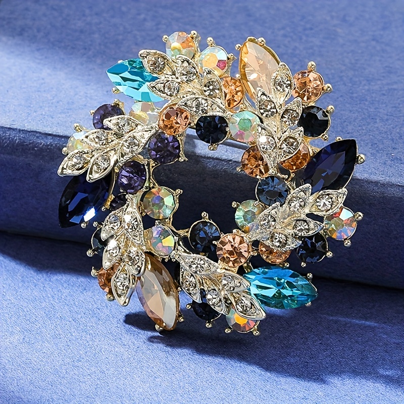 Christmas Gift Alloy Brooch Pin Inlaid Colorful Rhinestone - Temu