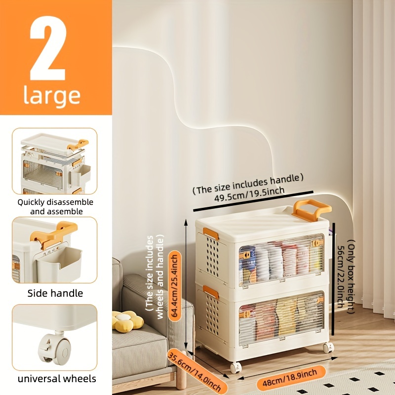 Collapsible 2/3 Tier Plastic Storage Bins Wheels Stackable Temu