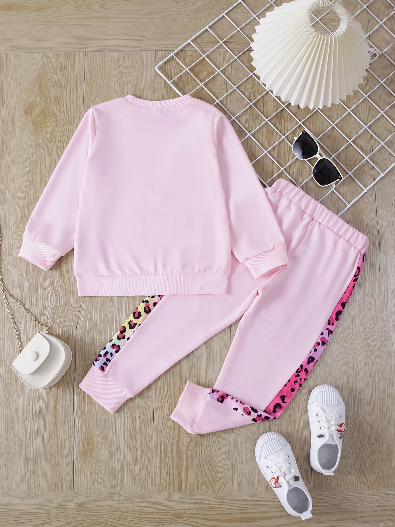 Girl's Slogan Pattern Outfit Sweatshirt Sweatpants Set - Temu
