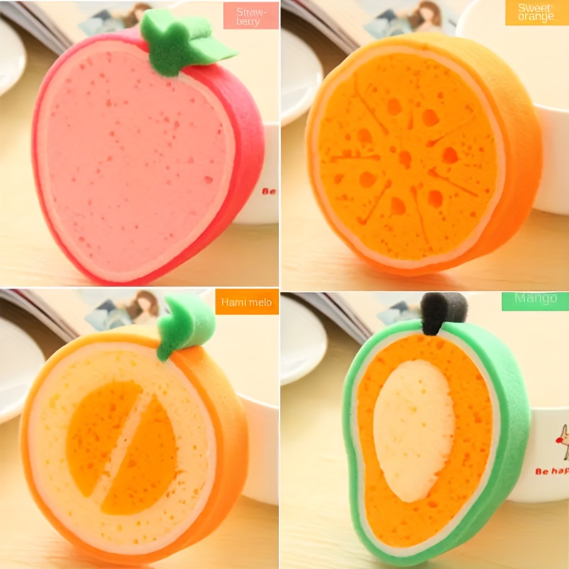 4Pcs Dish Cleaning Sponges Cute Fruit-shape Thickened Kitchen