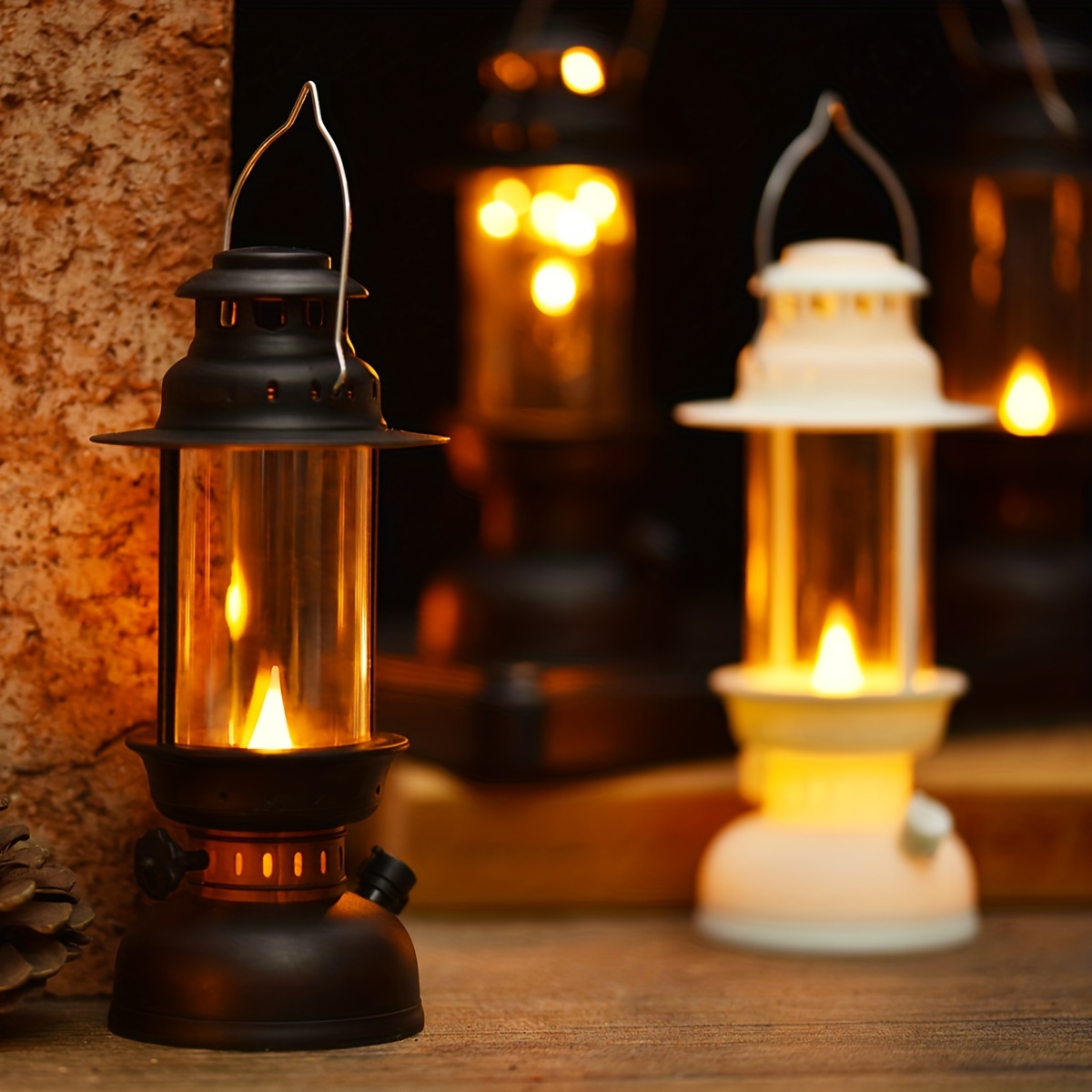1pc Vintage Style Mini Led Candle Lamp Night Light For Camping, Bedside,  Indoors, Decorative Lantern For Christmas, Party, Yard Decorating