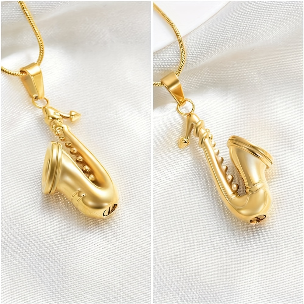 Customizable Saxophone Pendant Necklace for Memorials