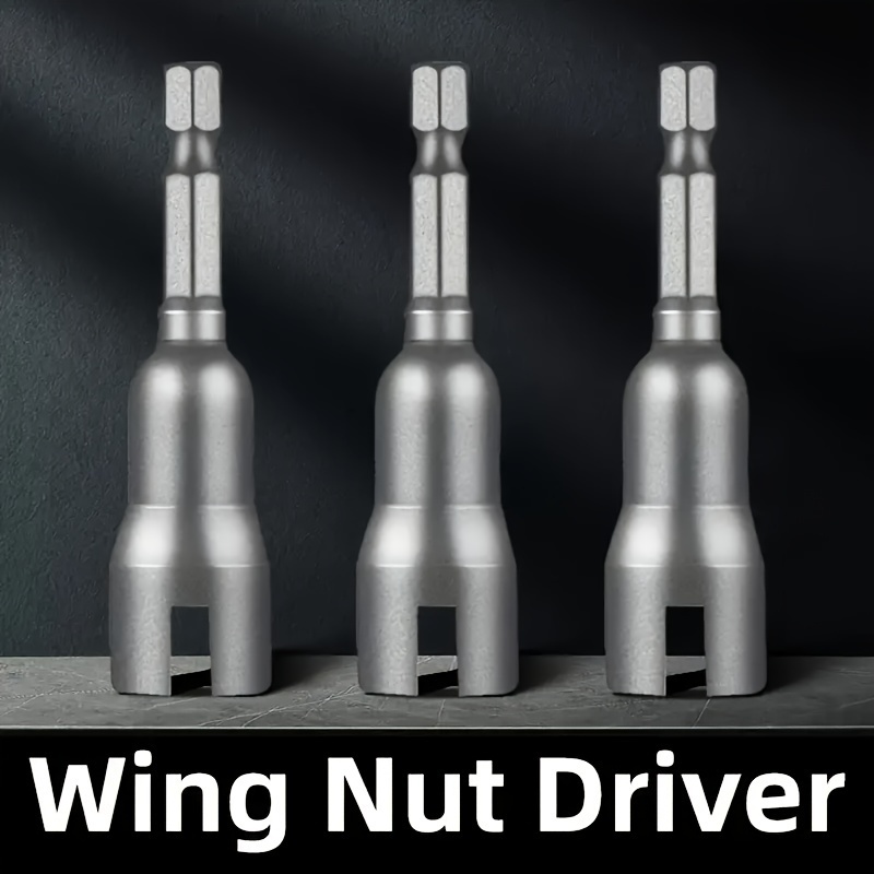 1pc Electric Tool Slot Electric Screwdriver With 1pc Butterfly Bolt Socket Wrench, 6.35mm Hex Socket Conversion Nut