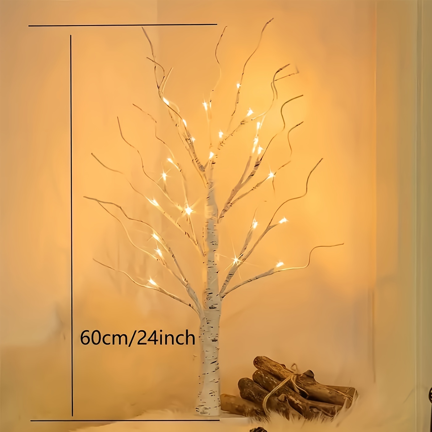 1pc 24 led easter twinkling tree fairy light spirit tree ornaments birch tree adjustable branches 3aa usb powered tree lamp for party bedroom decor outdoor activities christmas halloween decorations for outdoor camping hiking without battery