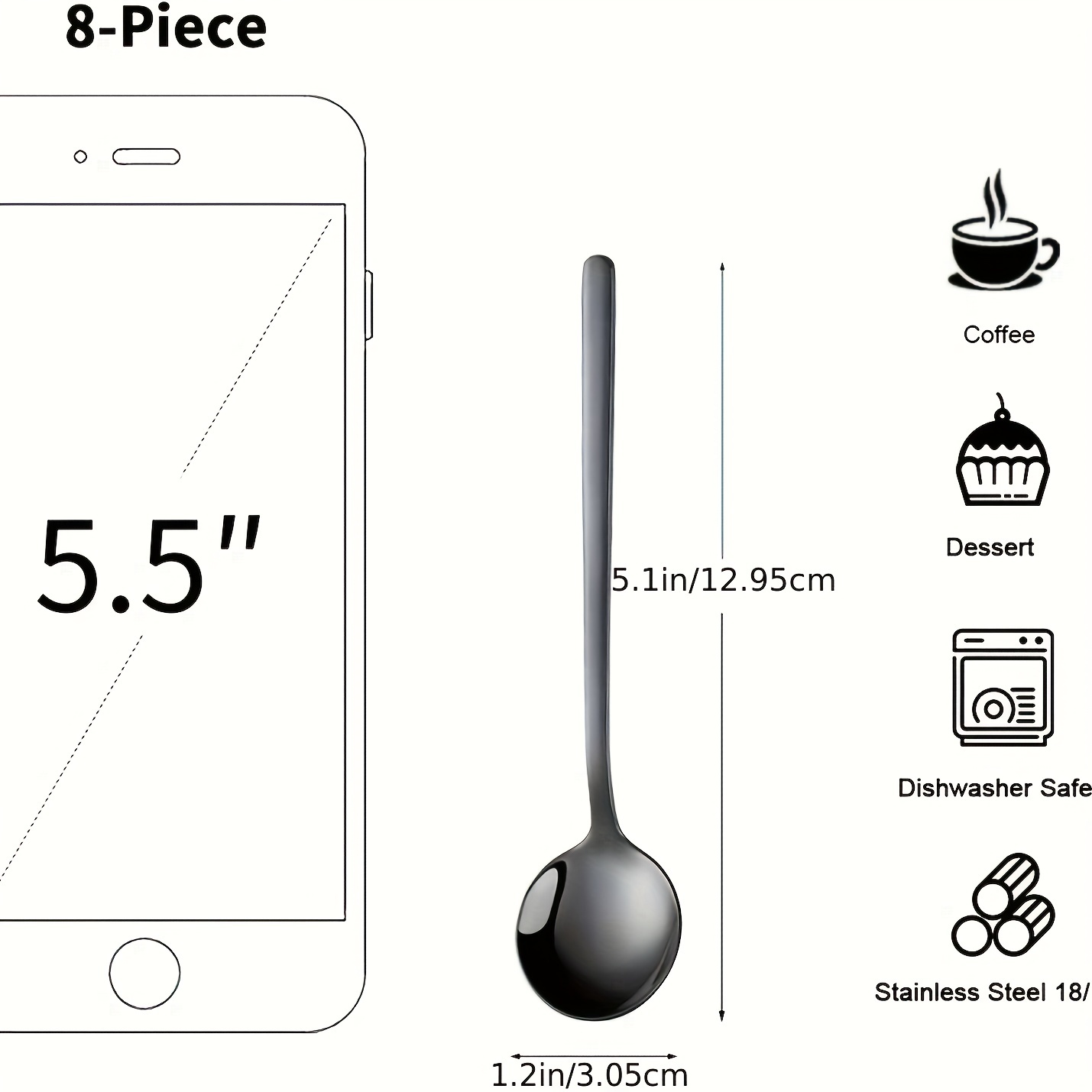 8 Pièces Cuillère À Café En Acier Inoxydable Mini Cuillère - Temu France