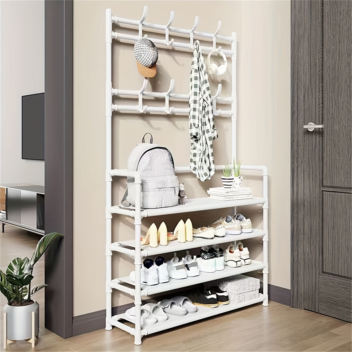 Multi-functional Metal Shoe Rack And Clothes Storage Rack For