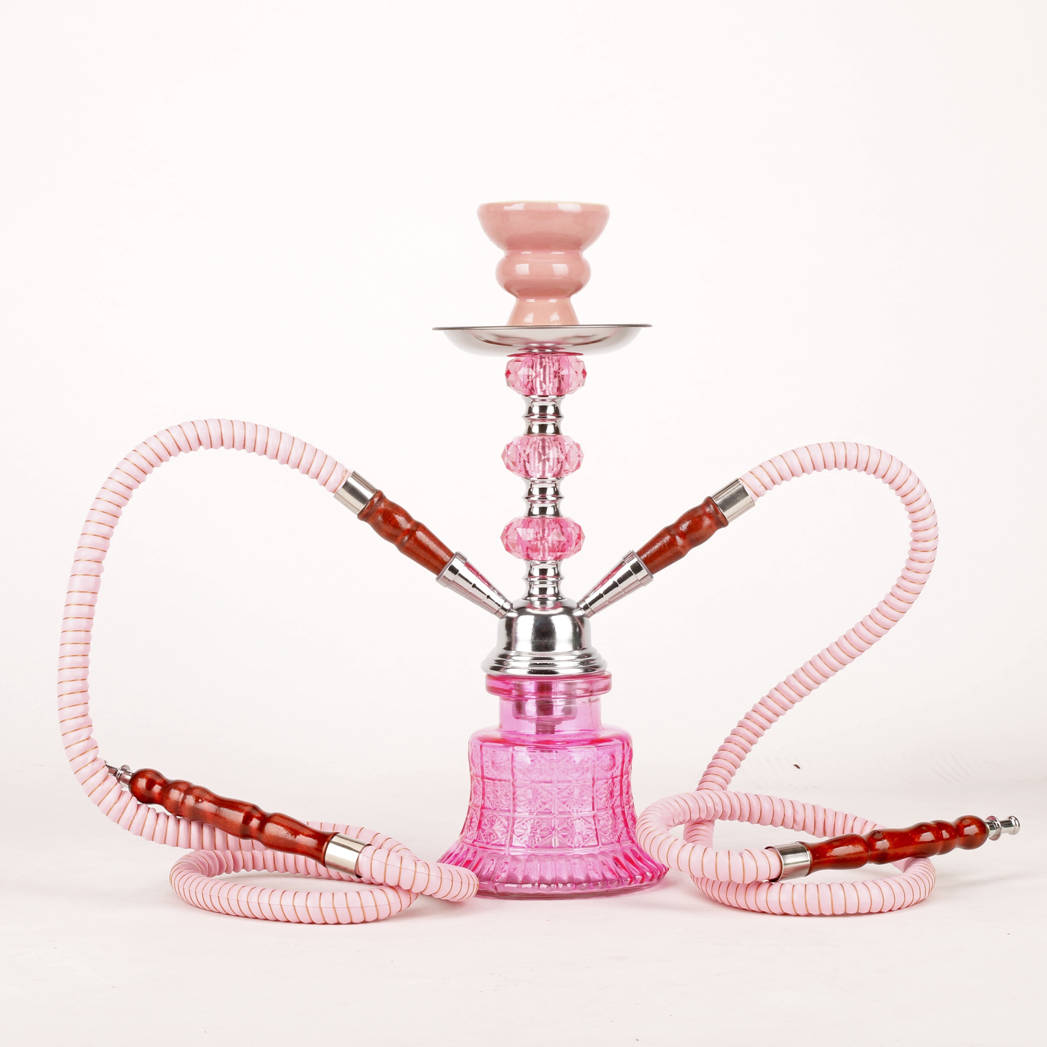  Juego de 4 mangueras para cachimba, shisha, accesorios  completos para cachimba, jarrón de vidrio de narguile, cuenco de cerámica y  pinzas de carbón, cenicero para mejor shisha hookah narguile fumar (4 