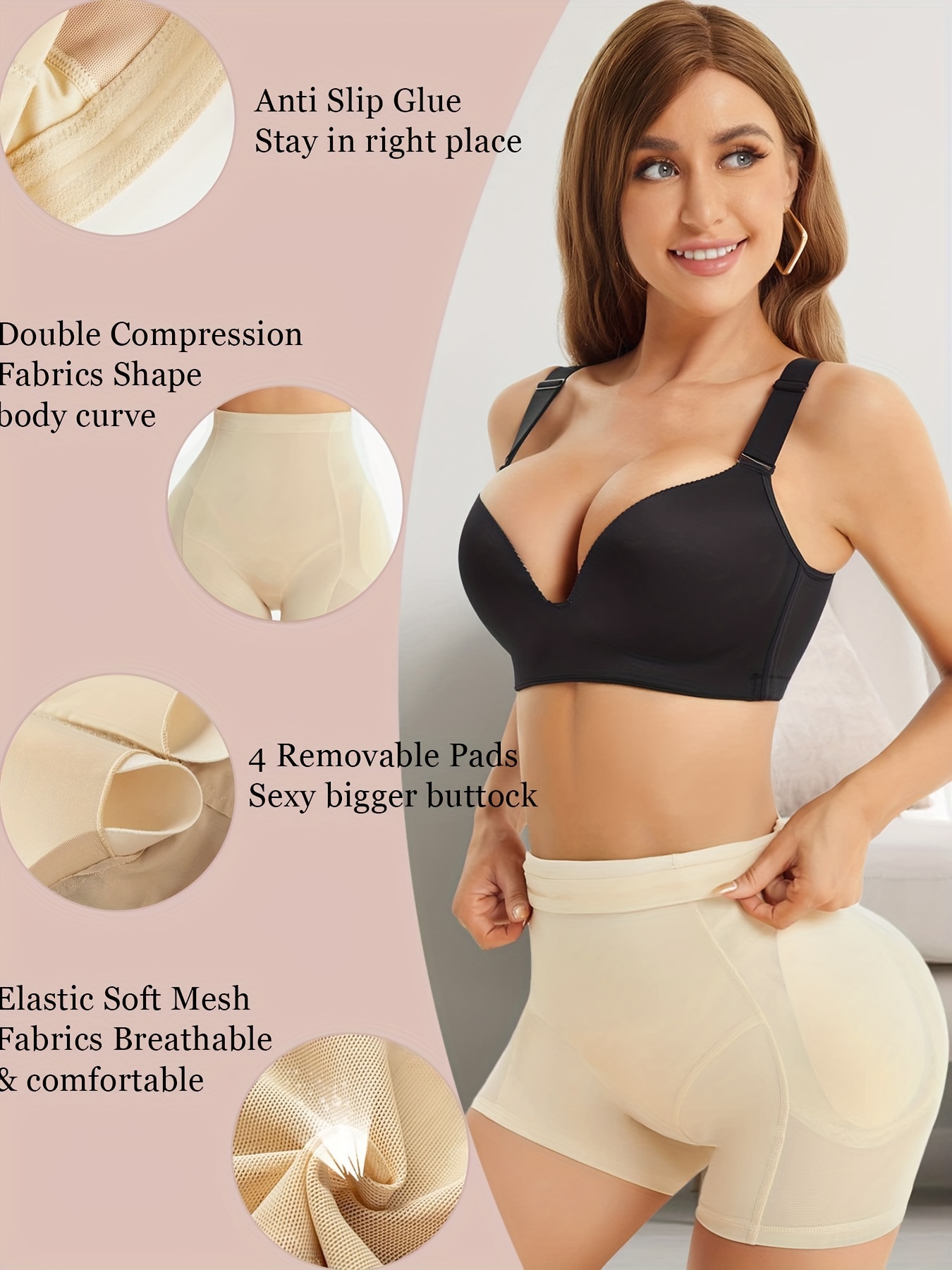 Buy Women Shapewear Butt Lifter Body Shaper Panties High Waist Hip Padded  Enhancer Lifter Panty Beige S at