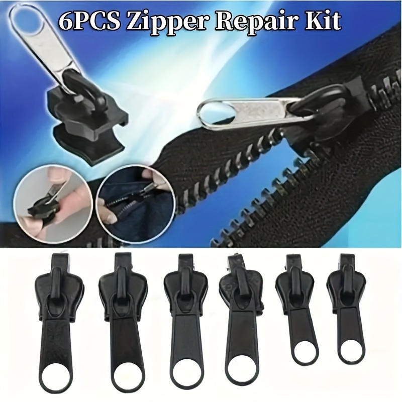 Universal Zipper Repair Replacement Fix Broken Kit - 6 Pack (Black