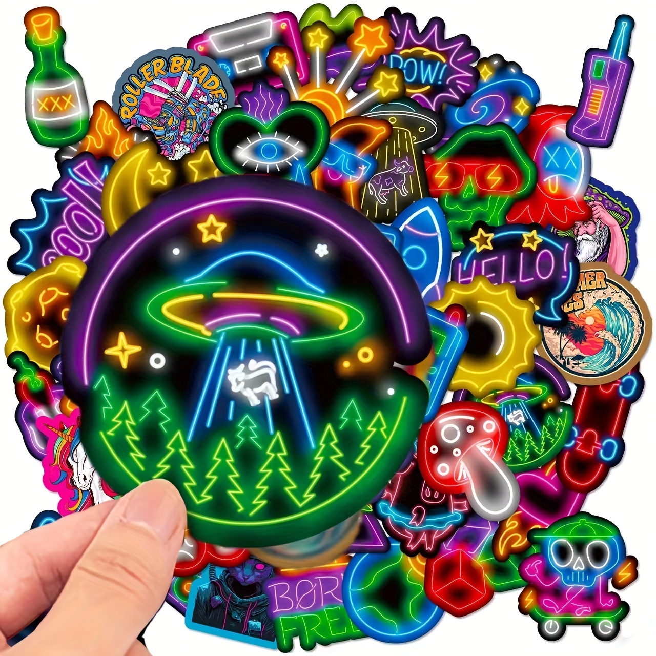Glow in The Dark Neon Stickers for Kids Teens Adults Glowing Stickers for Water Bottles Scrapbooking Party Supplies Favors Home Decor Waterproof