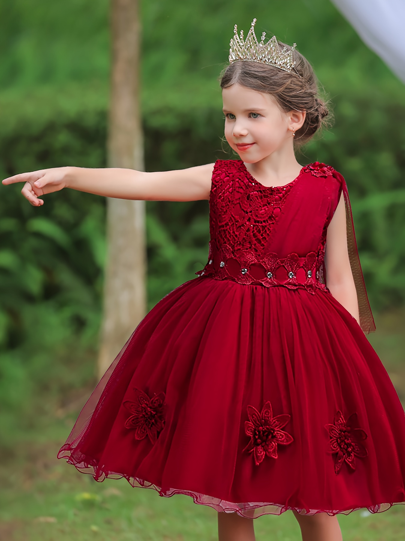 Abito Principessa Ragazza Guanti Decoro In Tulle Maniche A - Temu Italy