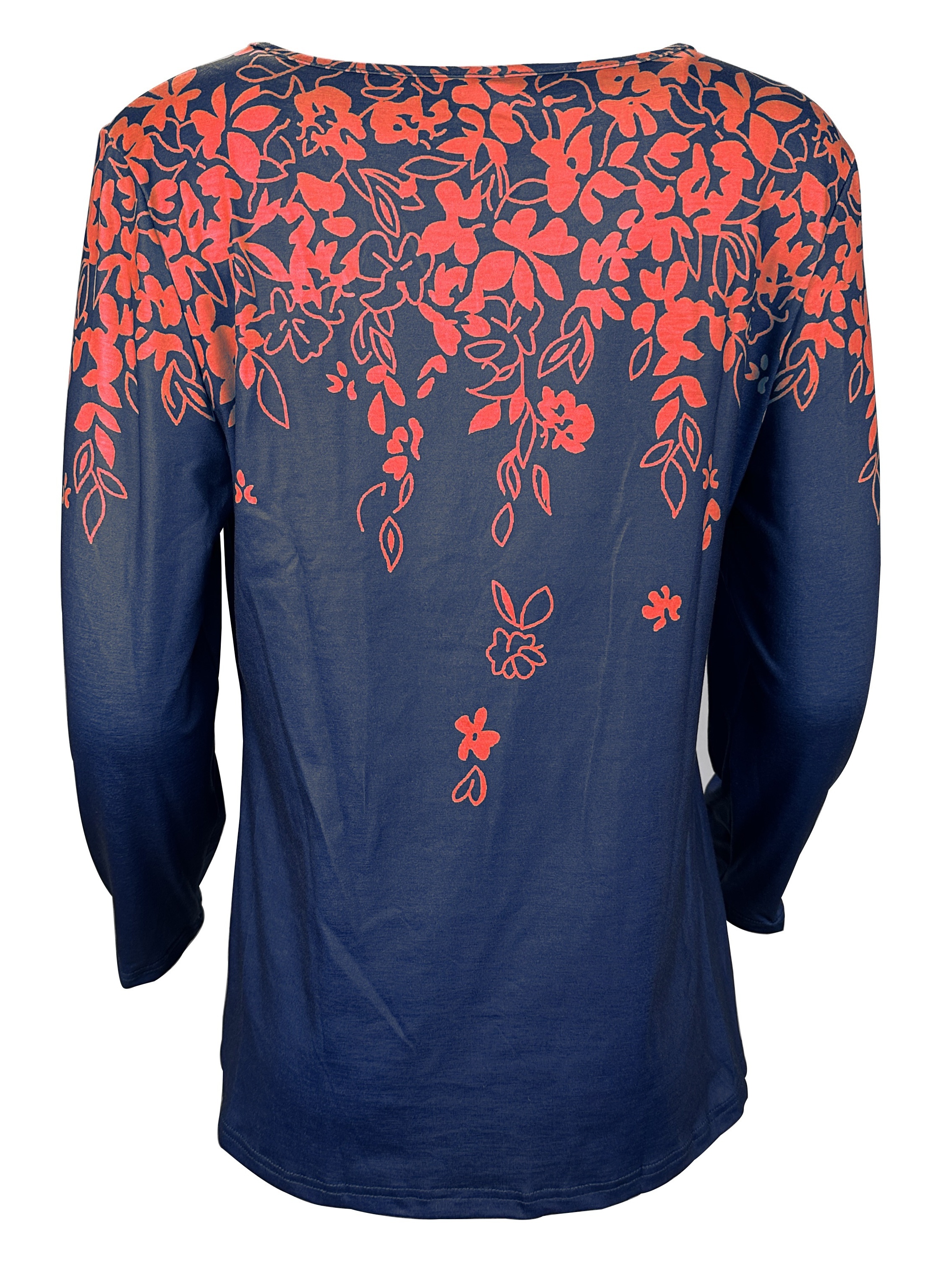 floral print crew neck top casual long sleeve top for spring fall womens clothing