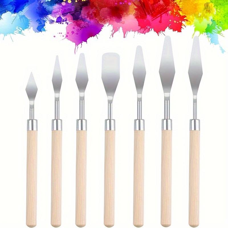 

7pcs Steel Knife Set Wooden - Painting For Oil & Art,