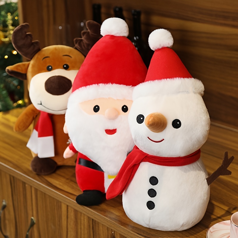 Peluche de Noël en peluche mignonne de 20 cm, bonhomme de neige en peluche,  ornement pour enfants, fournitures de fête (bonhomme de neige)