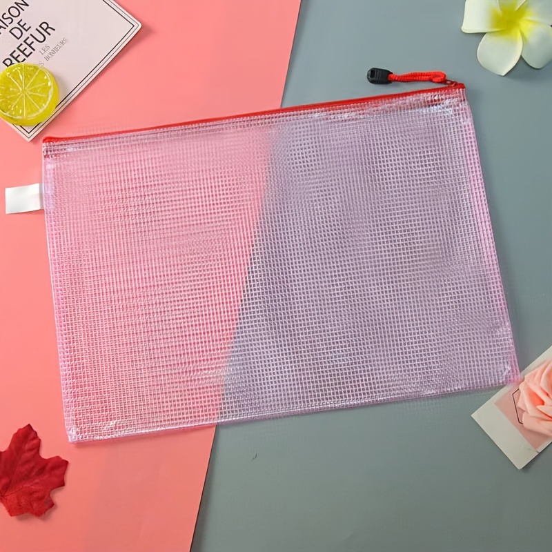 Waterproof Transparent Zipper Bag A4 A5 Mesh Stationery Bag