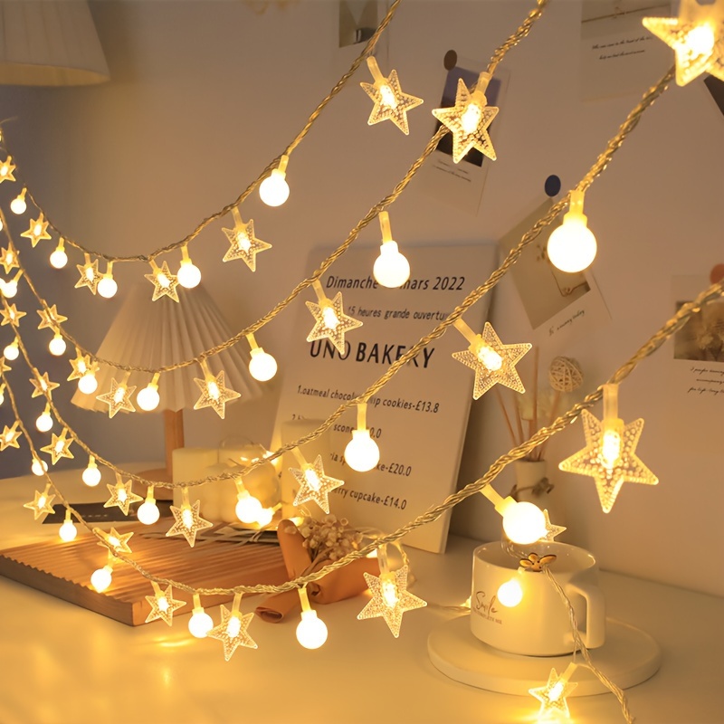 LED Pentagramm Vorhang Lichterkette, Stern Und Mond Vorhang Lichter,  Weihnachtsdekoration Lichter, Camping Atmosphäre Blinklichter