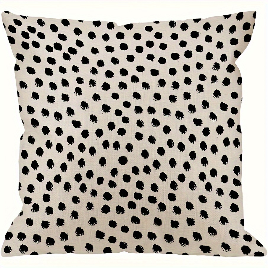 

1pc Polka Dots Decorative Pillow Cover, Square Brush Strokes Dots Cotton Linen Cushion Cover, Home Decor, Room Decor, Bedroom Decor, Collectible Buildings Accessories 18x18inch