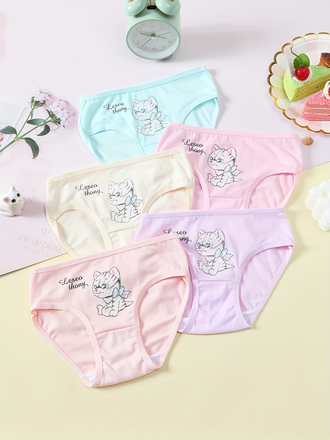 Toddler Girls Briefs Cartoon Kitty Print Cute Bottoming - Temu