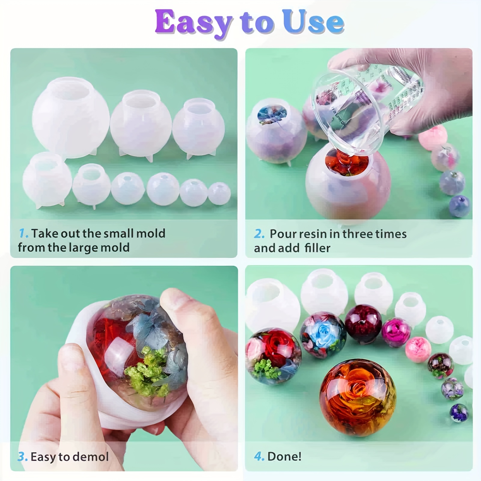 33 Kinds Of Ball Mold Resin Ball Ornament Ice Ball Silicone Mold Epoxy  Resin Ball Mold Soap Ball Mold Upgraded 3d Seamless Spherical Silicone Mold  For Resin Casting Home Decoration Flower Preservation