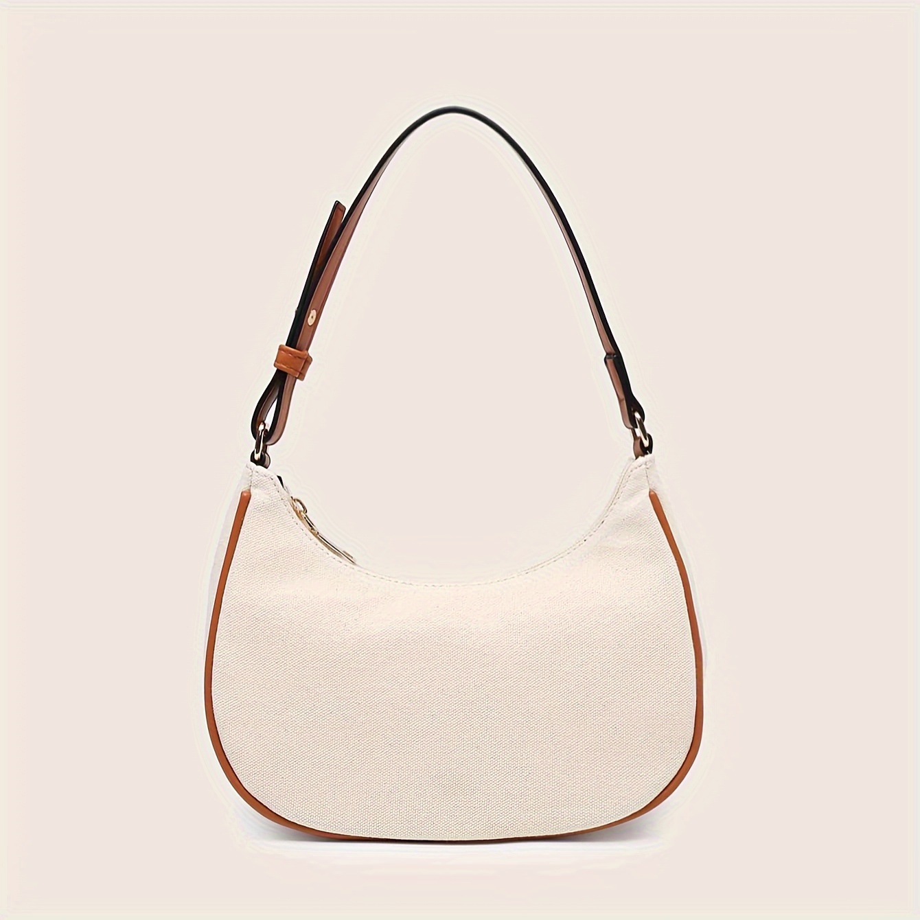 Solid Color Fashion Underarm Bag, Simple Casual Pu Leather Half