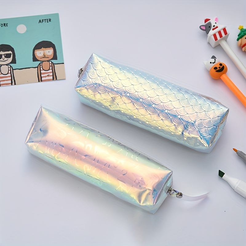 2pcs Shiny Pencil Pouch Clear Pencil Case Flamingo Small Pencil Bag Fashion  Laser Cosmetic Bag Kawaii Pencil Case With Zipper Pencil Case For Kids Teen  Students School Office Supplies Water Resistant 